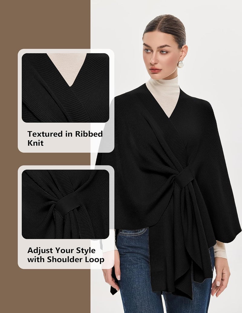 Puli Women's Elegant Shawl Wraps Soft Open Front Poncho Sweater for Spring Fall Winter - Image 5